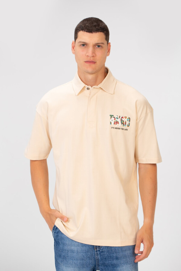 تيشرت رجالي تلبيس عادي بياقة بولو أكمام قصيرة مع طبعة توميتو ملونة