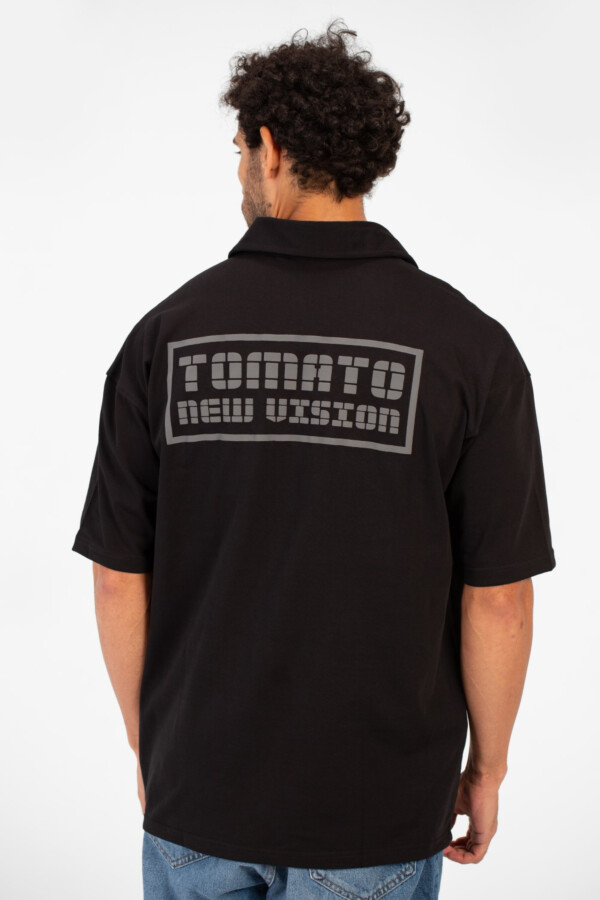 تيشرت رجالي بقصة بولو طبعة توميتو بوليفار تلبيس عادي نصف كم