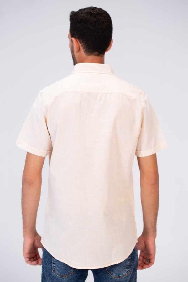 قميص رجالي نص كم سليم فيت بيزك سادة كتان