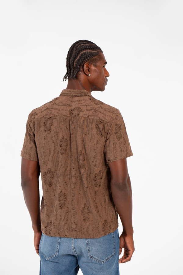 قميص نصف أكمام رجالي جاكار بخامة تتنفس تصميم عصري بجودة عالية