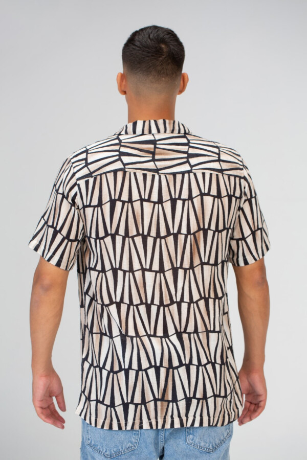 Mens Half Sleeve Jakar Slim Fit Shirt With Front Buttons In Black