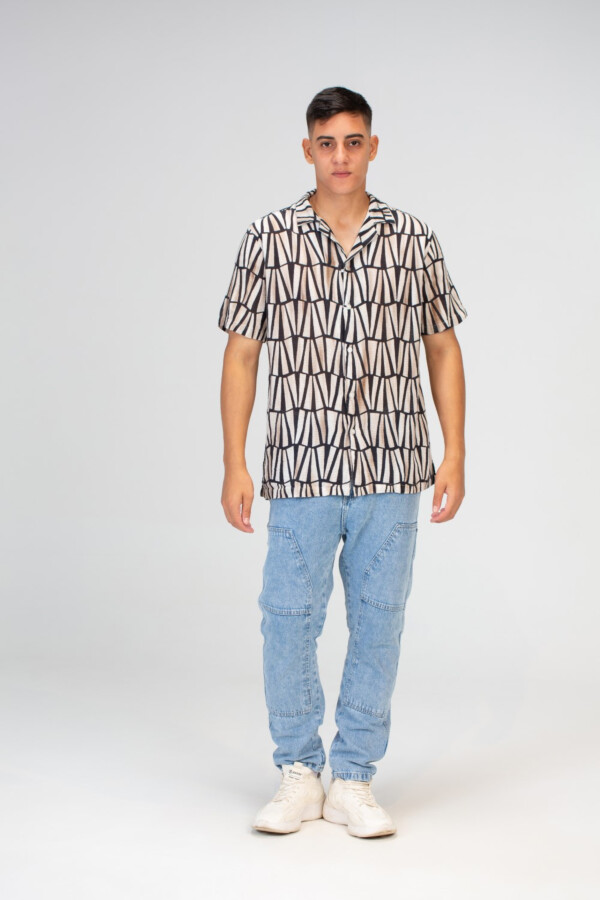 Mens Half Sleeve Jakar Slim Fit Shirt With Front Buttons In Black