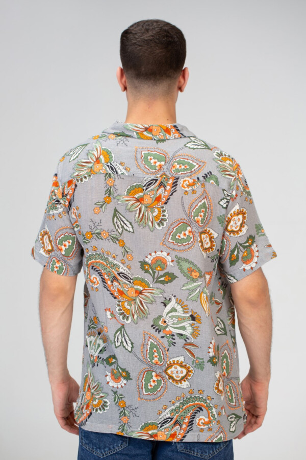 Mens Half Sleeve Jakar Slim Fit Shirt With All Over Summer Print