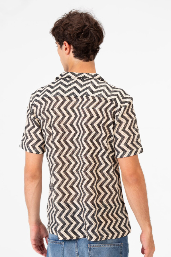 قميص رجالي شبكي جاكار بأكمام قصيرة سليم فيت بخامة تتنفس بجودة عالية