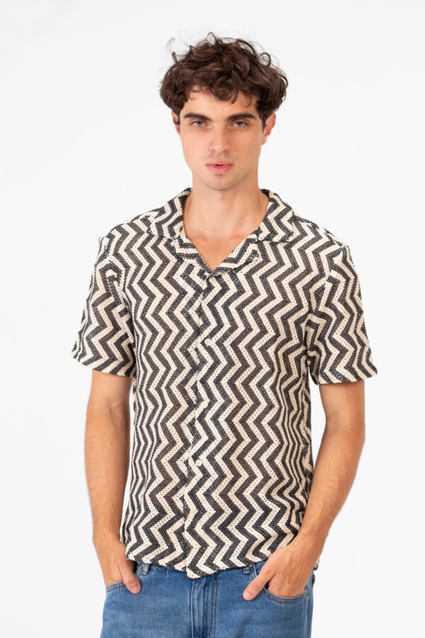 قميص رجالي شبكي جاكار بأكمام قصيرة سليم فيت بخامة تتنفس بجودة عالية