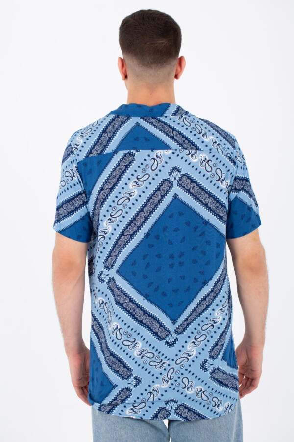 Mens Printed Half Sleeves Jakar Slim Fit Shirt Made Of Cotton Viscose Material