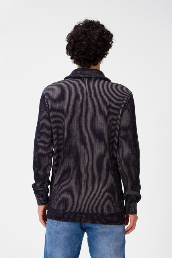 Men's Pullover With Full Zip Up Collar And Long Sleeves