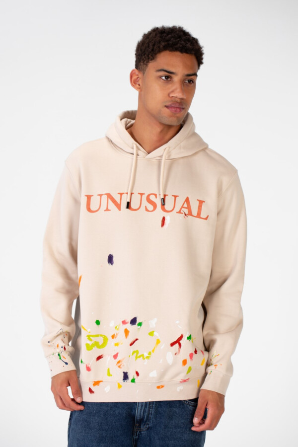 Men's Hoodie Sweatshirt With Front Print In Melton Material