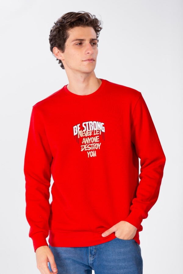 Men's Sweatshirt With Front Print And Round Neck