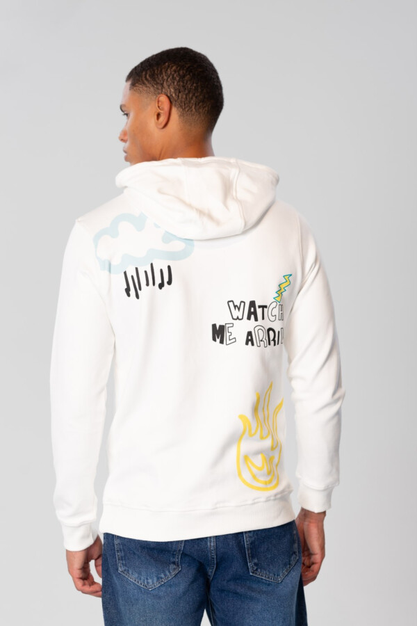 سويت شيرت رجالي مطبوع مع جيب أمامي وأكمام طويلة