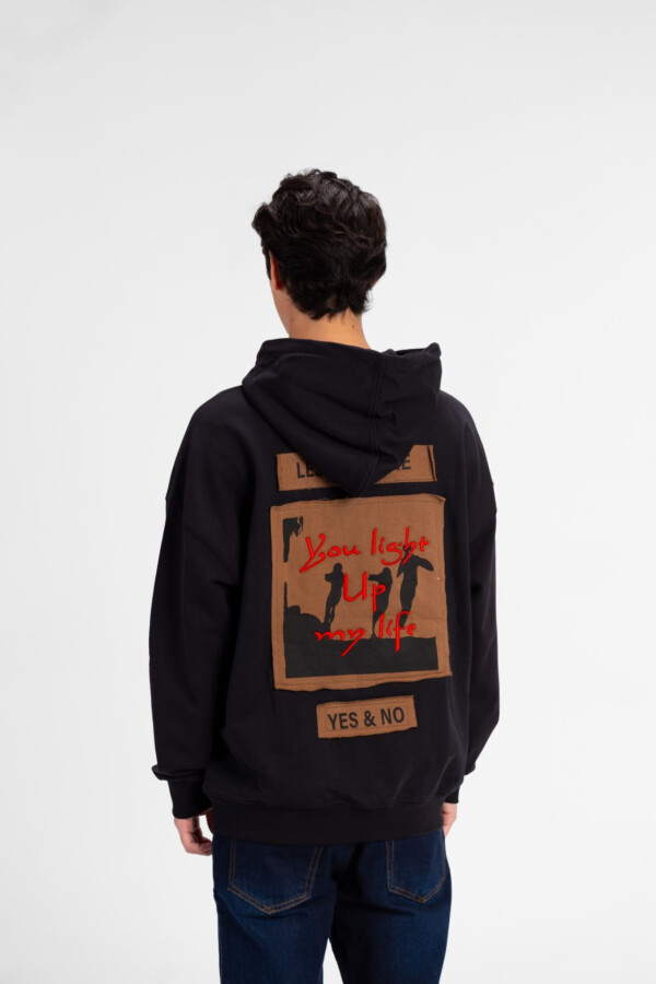 Men's Oversized Yes and No Print Hoodie Sweatshirt