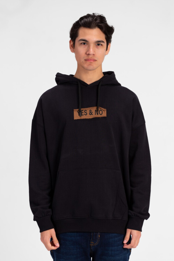 Men's Oversized Yes and No Print Hoodie Sweatshirt