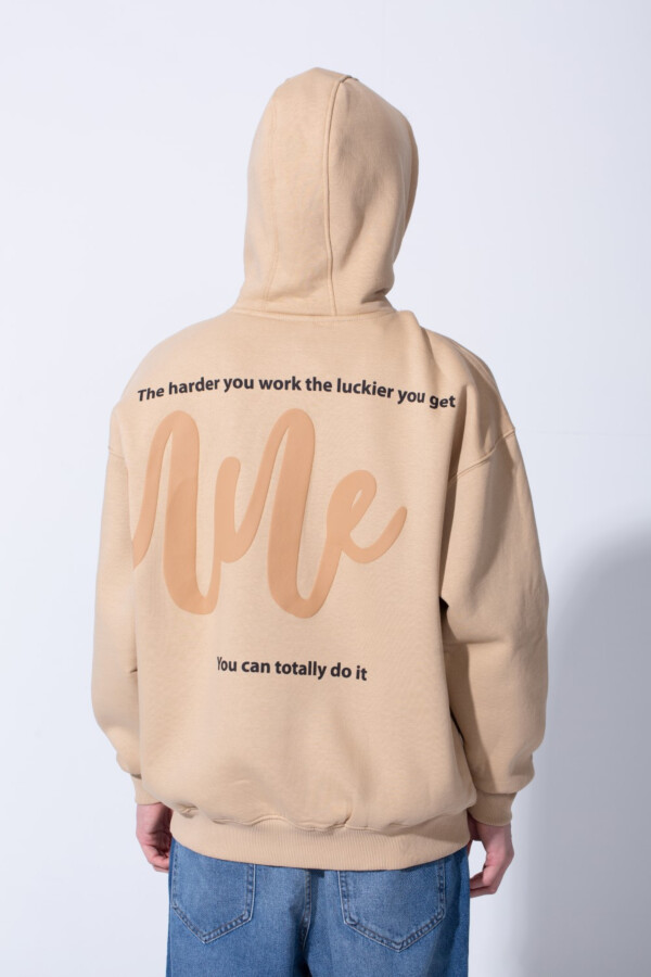 Men's Oversized Melton Hoodie Sweatshirt With Text Print