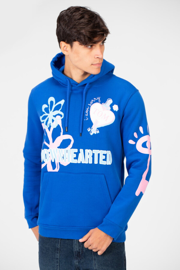 هودي رجالي مطبوع بأكمام طويلة وجيب أمامي