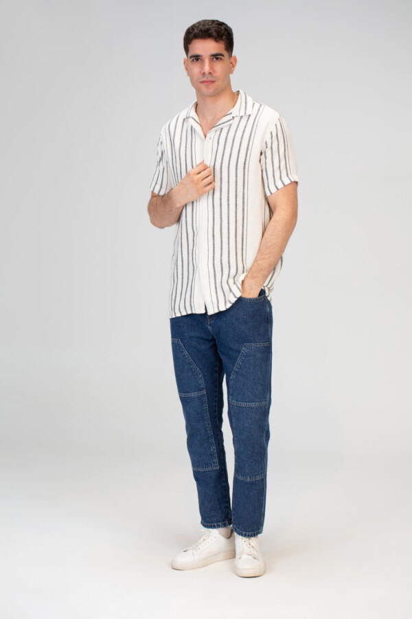 Mens Half Sleeve Striped Trico Shirt With Comfortable Summer Material