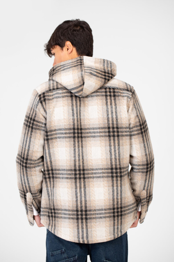 قميص رجالي شتوي كاروهات بكابيشوه وسوستة أمامية كاملة للأغلاق