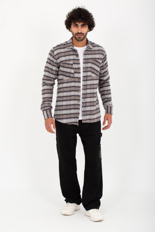 قميص رجالي كاروهات بييزك كاجوال بقصة مميزة كلاسيك بأكمام طويلة