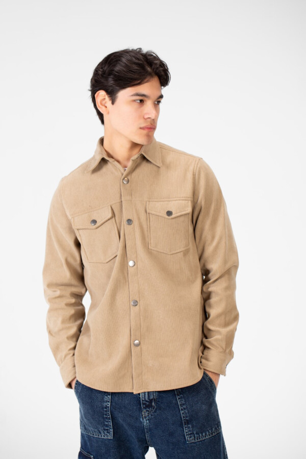 Men's Velvet Long Sleeves Shirt With Front Pockets