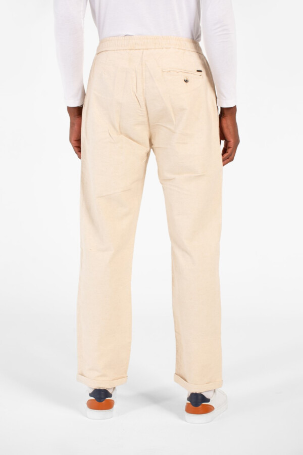 بنطلون رجالي كتان سليم فيت برباط من الوسط خامة عالية الجودة وجيوب