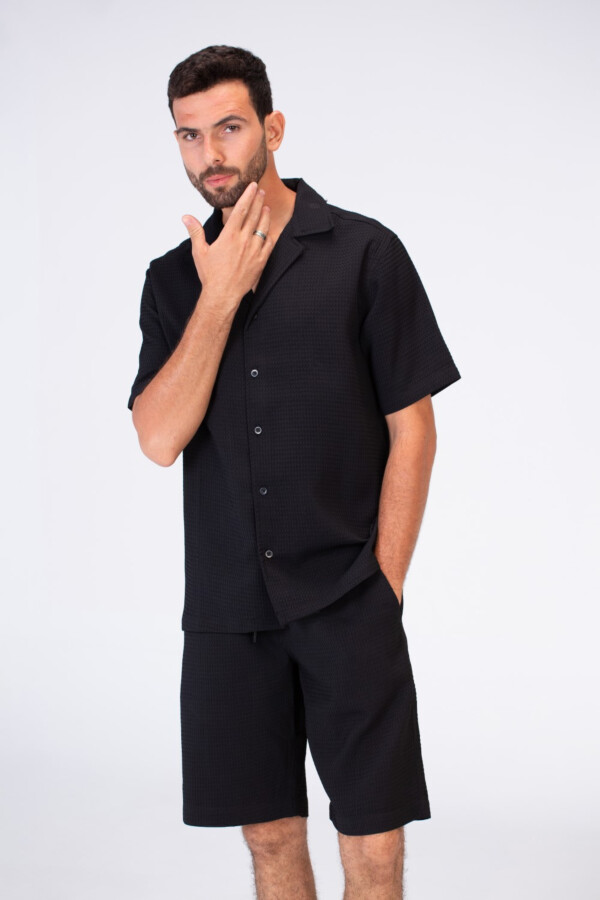 Mens Basic Plain Outfit Set Consisting Of A Half Sleeved Shirt And Short