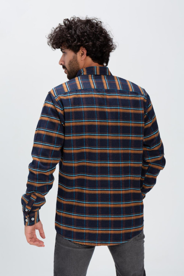 قميص رجالي كاروهات سادة كاجوال بقصة مميزة كلاسيك بأكمام طويلة