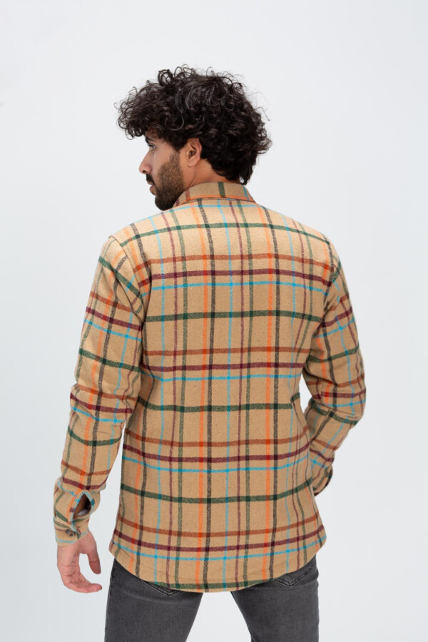 Men's Checked Regular Fit Front Pockets Full Zipper Wool Padded Shirt