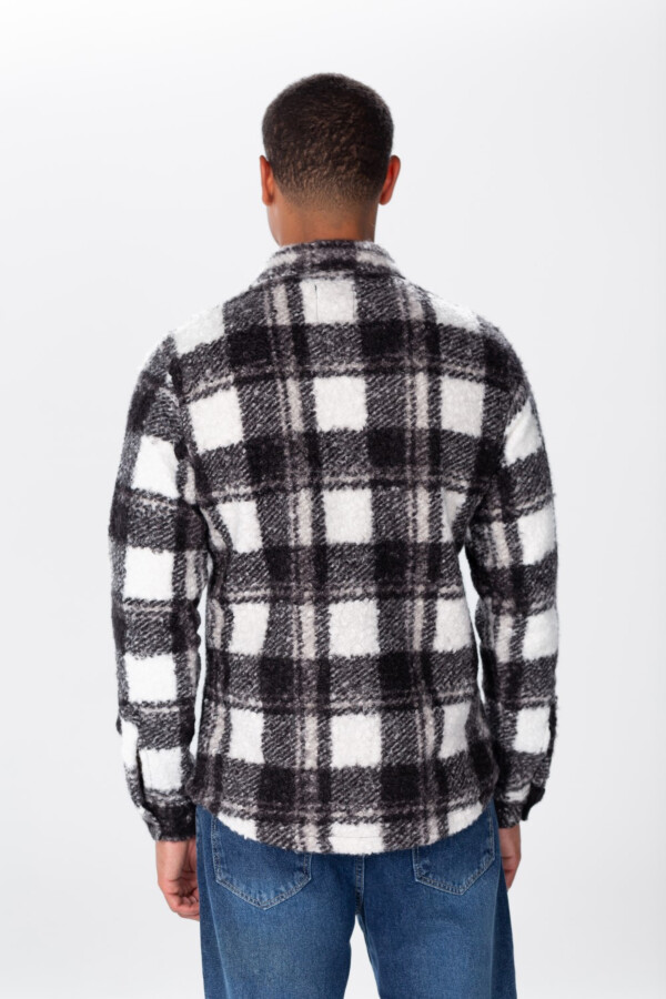 Men's Checked Wool Shirt With Collar And Long Sleeves