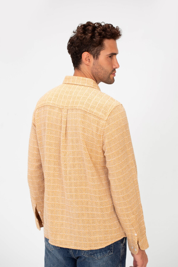 قميص رجالي بأكمام طويلة قصة ضيقة كاروه بياقة وأزرار للغلق كاملة