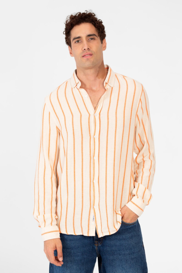 Men's Long Sleeve Regular Fit Striped Shirt