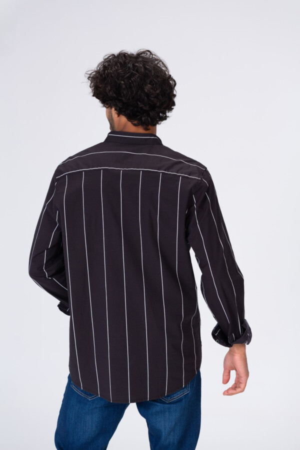 Mens Classic Striped Regular Fit Shirt With Collar And Long Sleeves