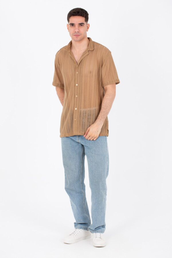 Mens Casual See Through Trico Shirt Summer Short Sleeve Button Front