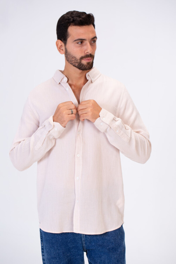 Men's Basic Plain Shirt With Long Sleeves And Button Front
