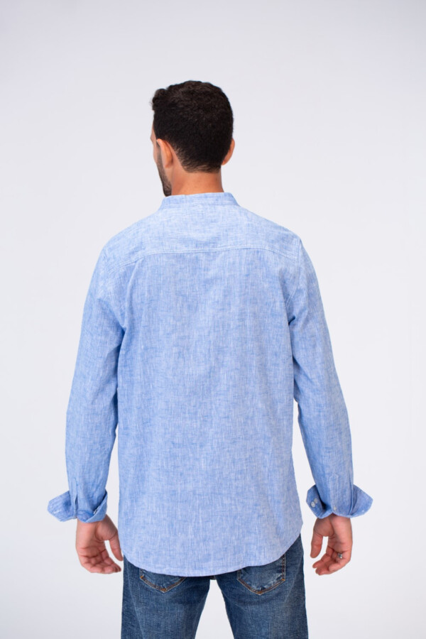 قميص رجالي بيزك سليم فيت كتان بأكمام طويلة وأزرار أمامية