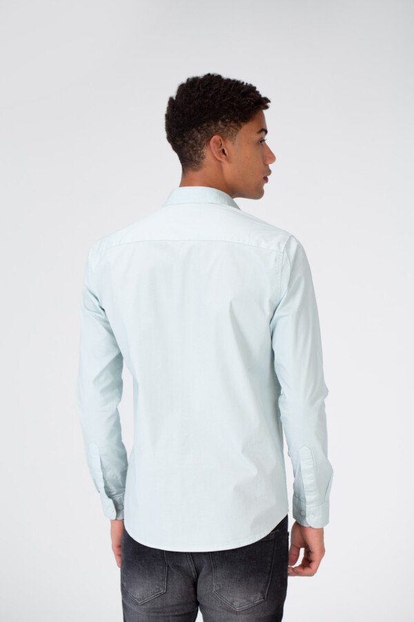 قميص رجالي بيزك سادة بأزرار أمامية خامة بوبلين