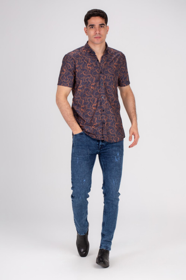 Men's Short Sleeve Casual Cotton Regular Fit Shirt With Printed Original Jakar Pattern Soft & Comfortable Fabric