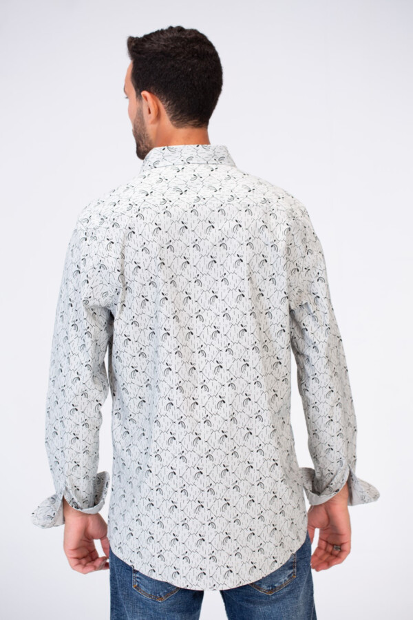 قميص رجالي جاكار سليم فيت بأكمام طويلة مطبوع