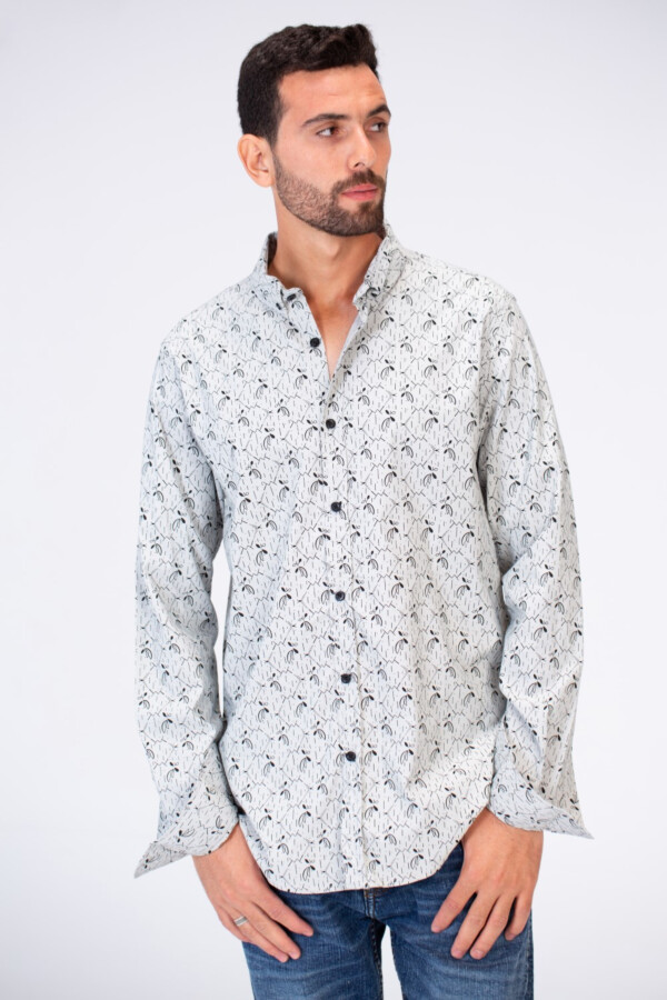قميص رجالي جاكار سليم فيت بأكمام طويلة مطبوع