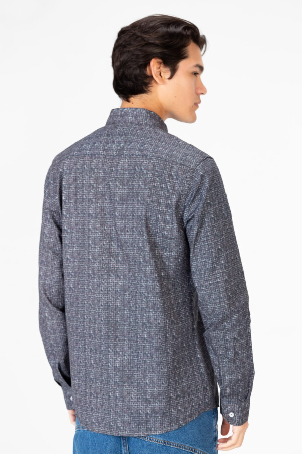 Men's Slim Fit Full Poplin Print Long Sleeve Shirt