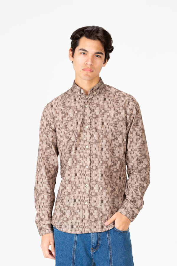 Men's Slim Fit Printed Jakar Long Sleeve Shirt