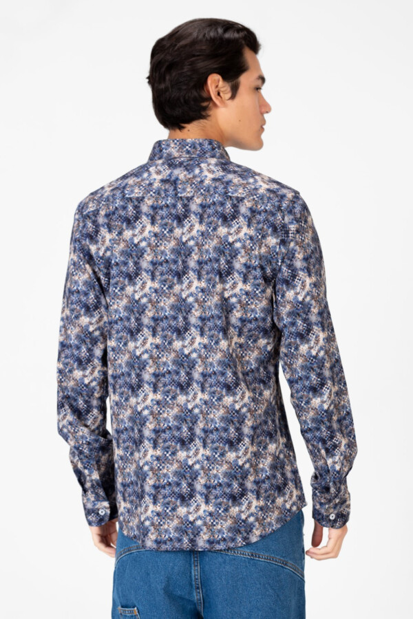Men's Long Sleeve Slim Fit Jakar Printed Shirt