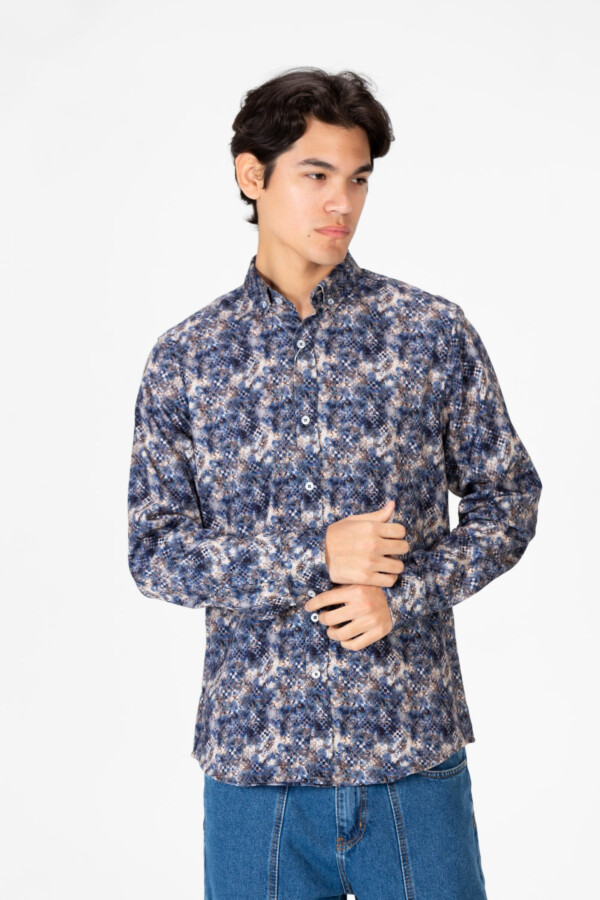 Men's Long Sleeve Slim Fit Jakar Printed Shirt