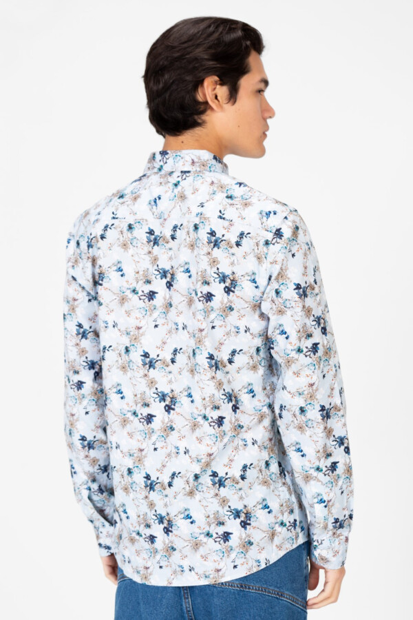 Men's Printed Long Sleeve Front Button Shirt