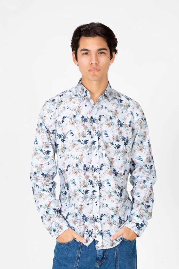 Men's Printed Long Sleeve Front Button Shirt