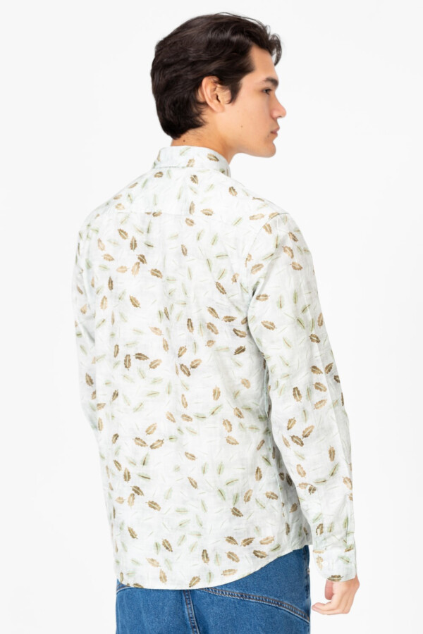 Men's Slim Fit Jakar Poplin Printed Long Sleeve Shirt