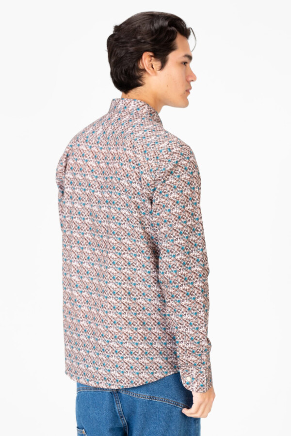 Men's Poplin Jakar Printed Long Sleeve Shirt