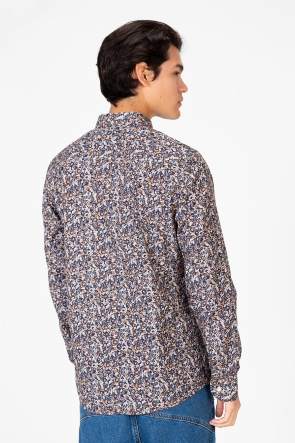 Men's Slim Fit Long Sleeve Printed Shirt
