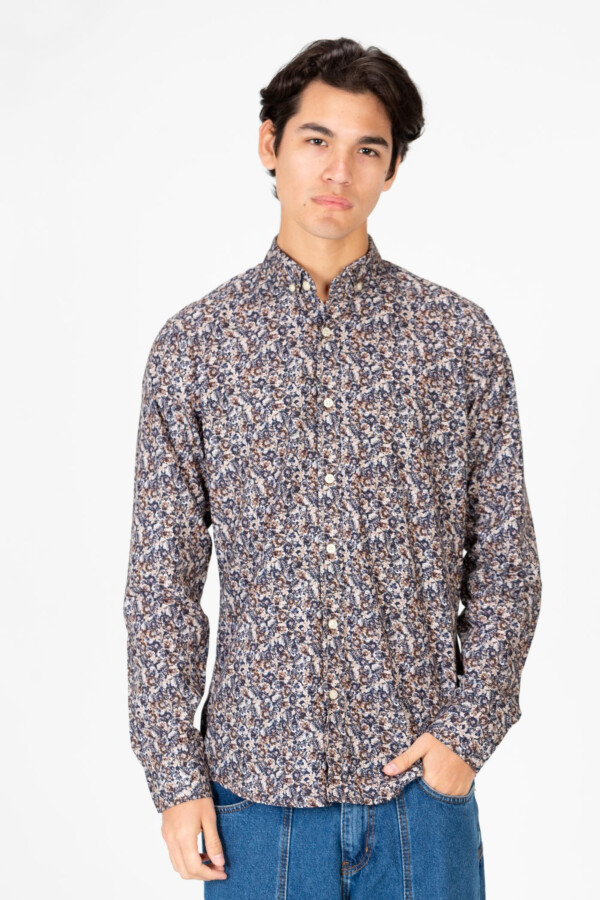 Men's Slim Fit Long Sleeve Printed Shirt