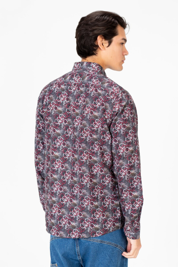 Men's Slim Fit Full Print Long Sleeve Shirt