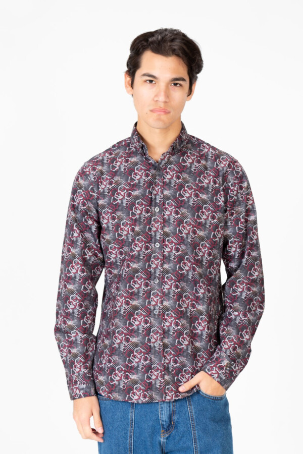 Men's Slim Fit Full Print Long Sleeve Shirt