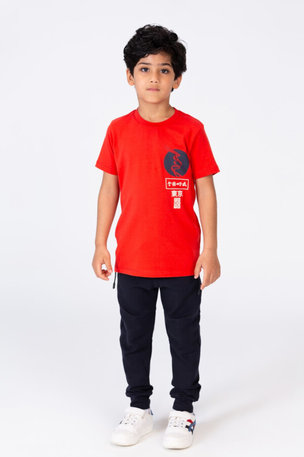 تيشرت أولادي مطبوع نص كم